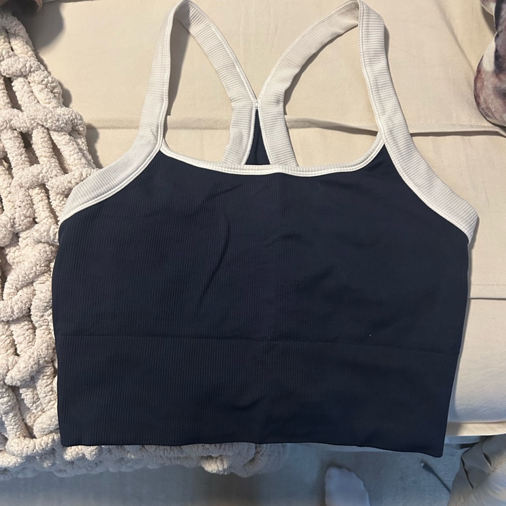 Athleta navy and white Sports Bra